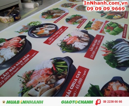 In menu thực đơn, menu quán ăn từ PP cán format - Inkythuatso.com